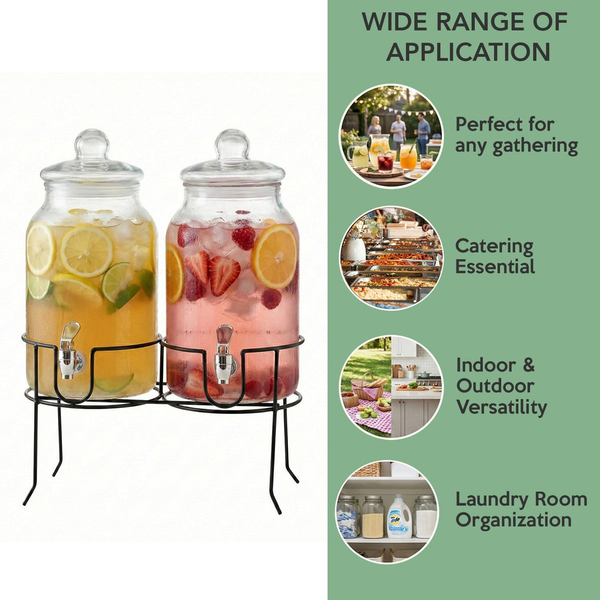 Jay Companies Rustic Home Beverage Dispenser Set Of 2 With Black Metal Stand 1 Gal
