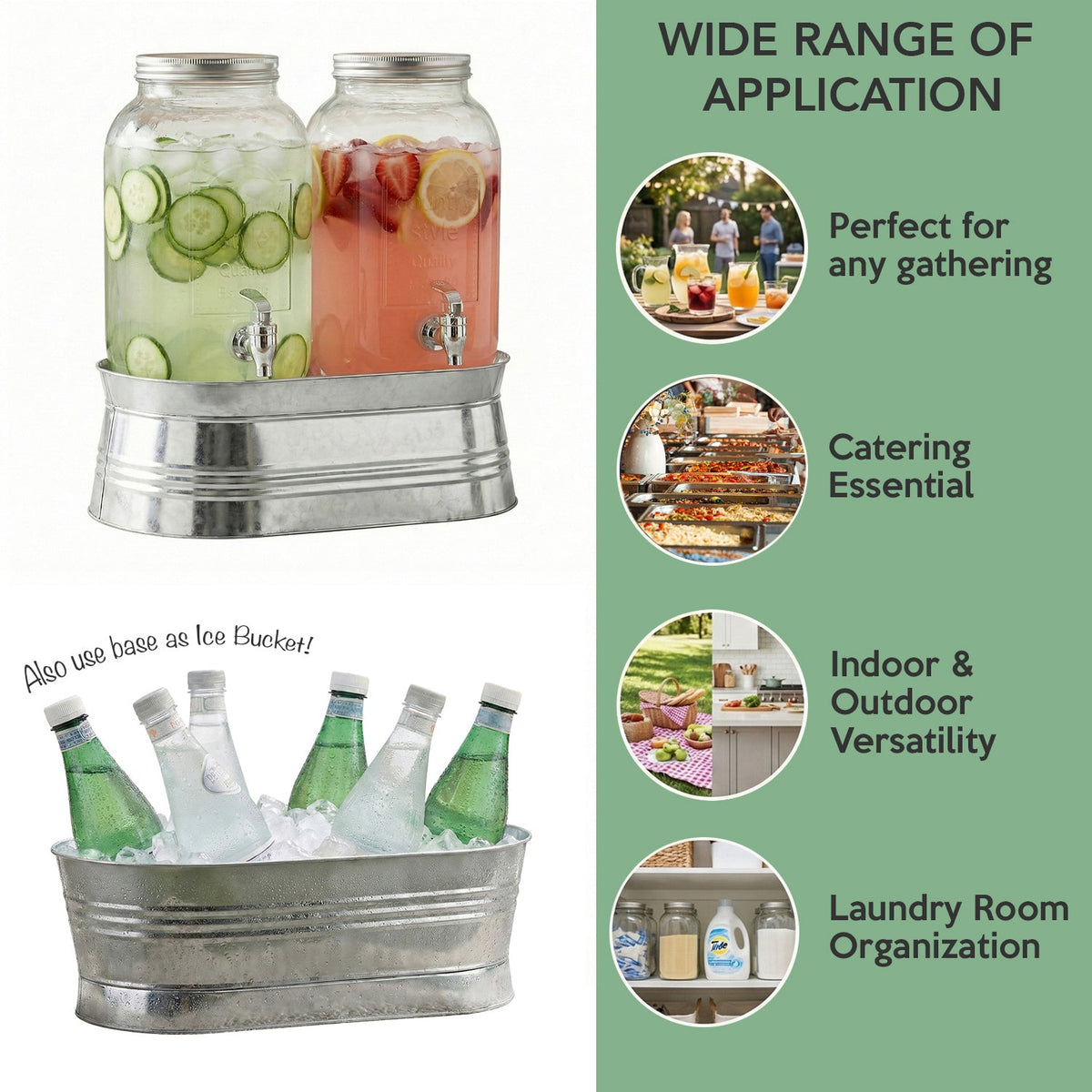 Jay Companies Classic Farmhouse 2-Piece Set Beverage Dispensers 1 Gal Each