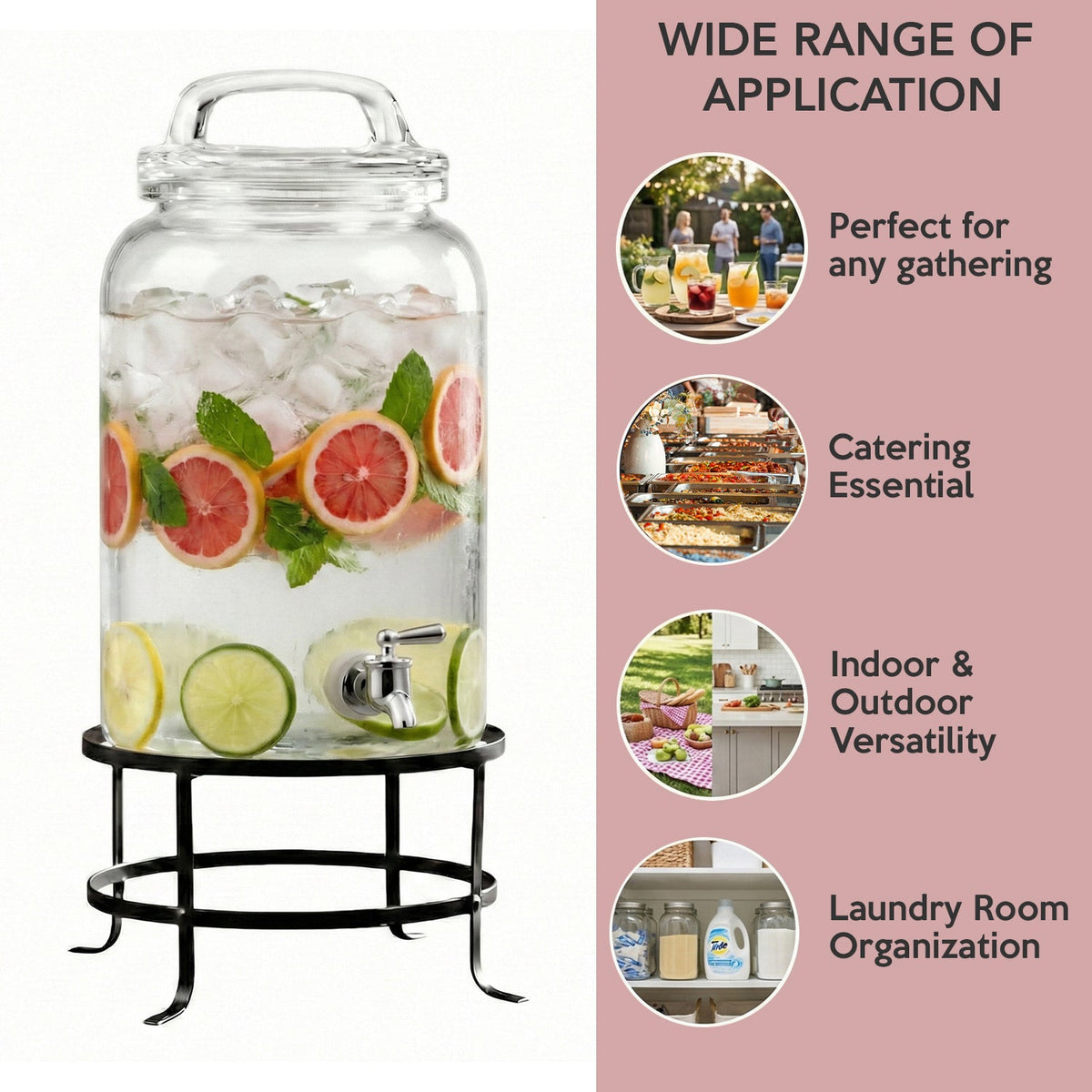 Jay Companies Ferris Glass Beverage Dispenser 2.7 Gal