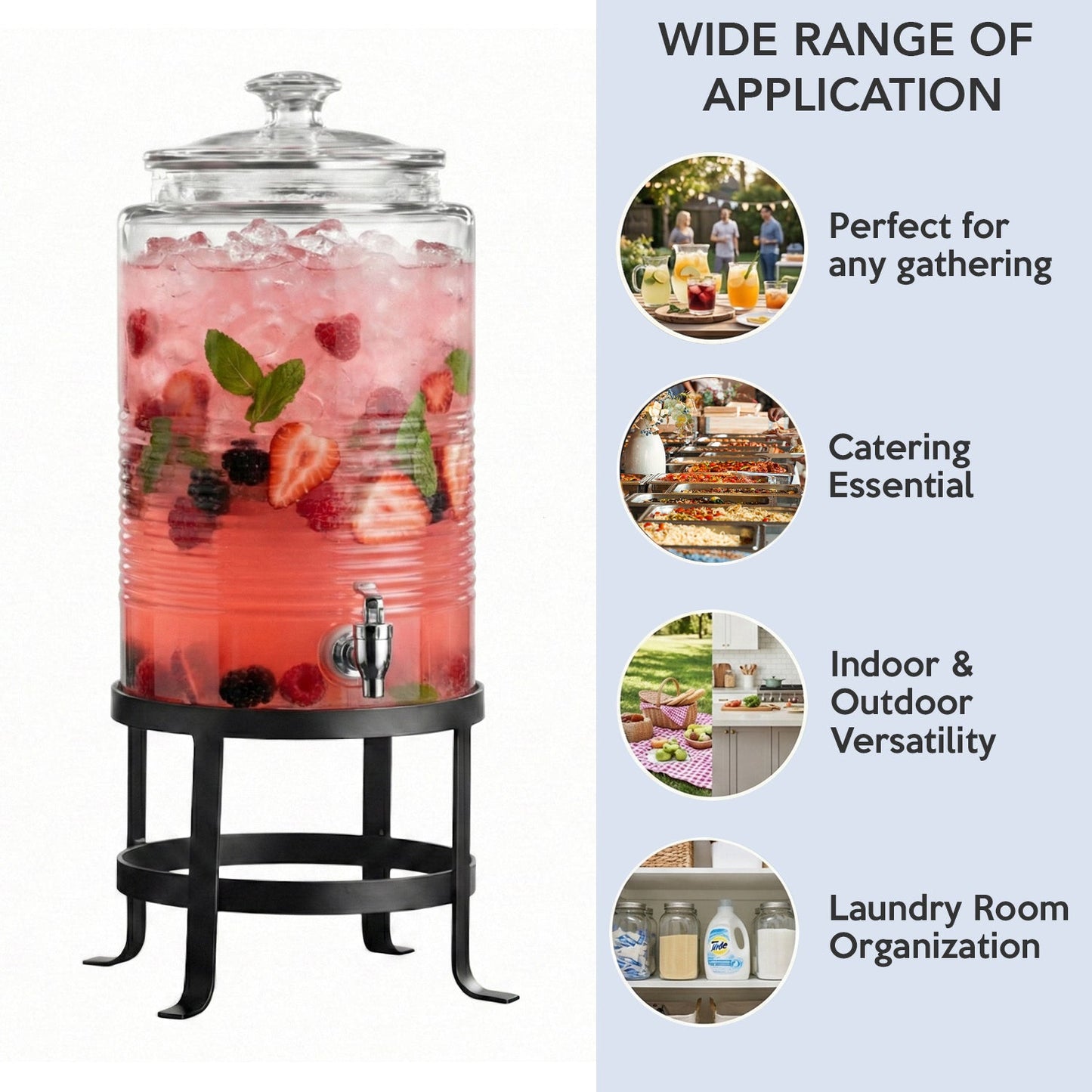 Jay Companies Breton Glass Beverage Dispenser 1.9 Gal