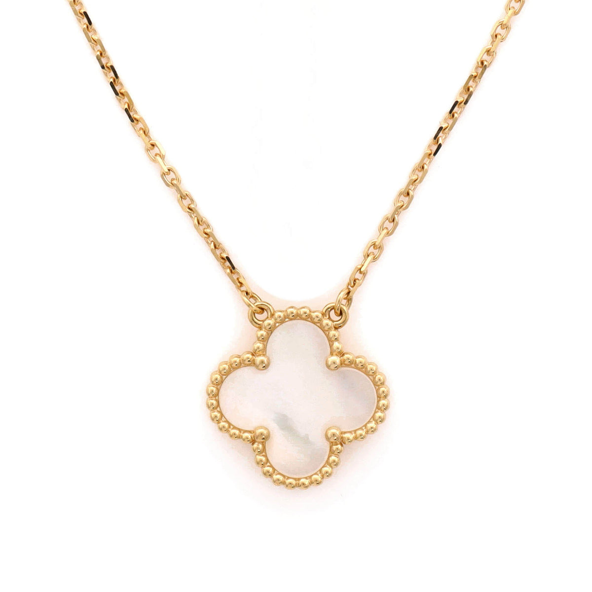 Vintage Alhambra Pendant Necklace 18K Yellow Gold and Mother of Pearl
