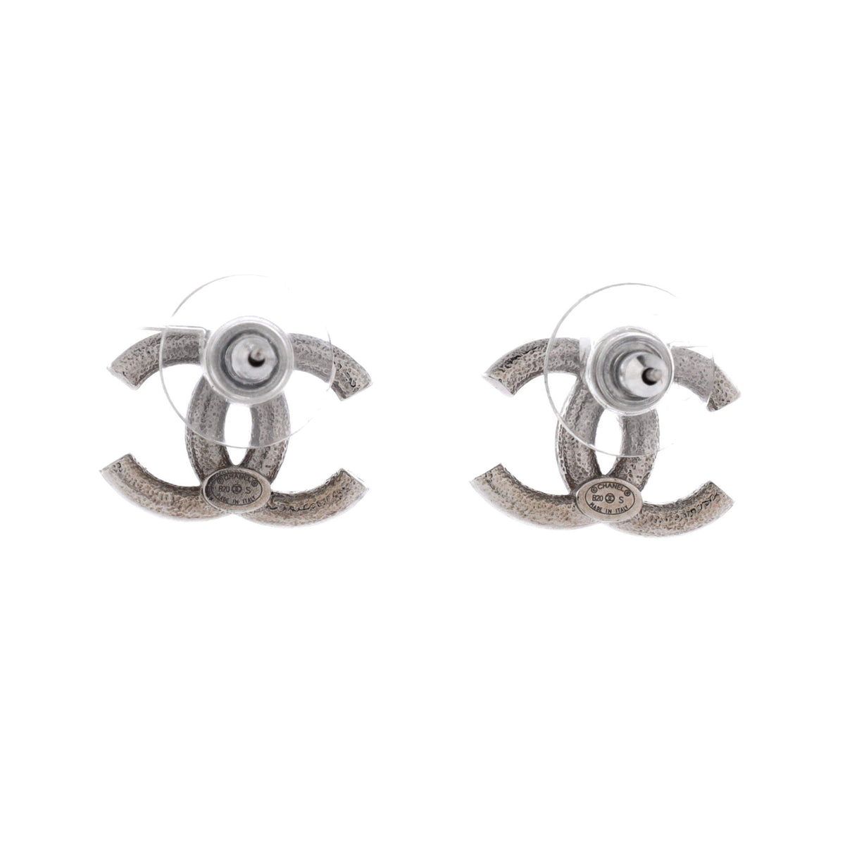 CC Stud Earrings Metal with Crystals