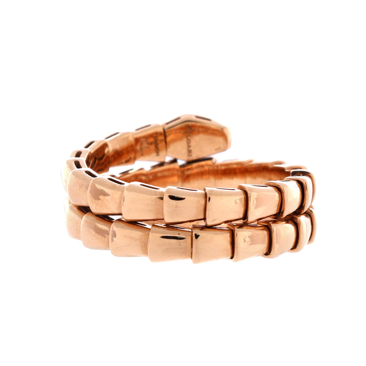 Serpenti Viper Two-Coil Ring 18K Rose Gold with Diamond