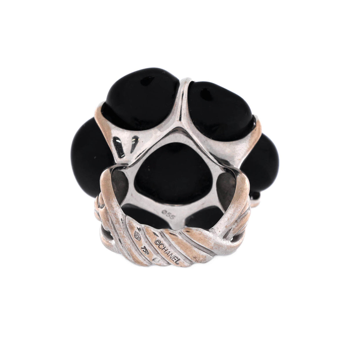 Camellia Ring 18K White Gold and Onyx