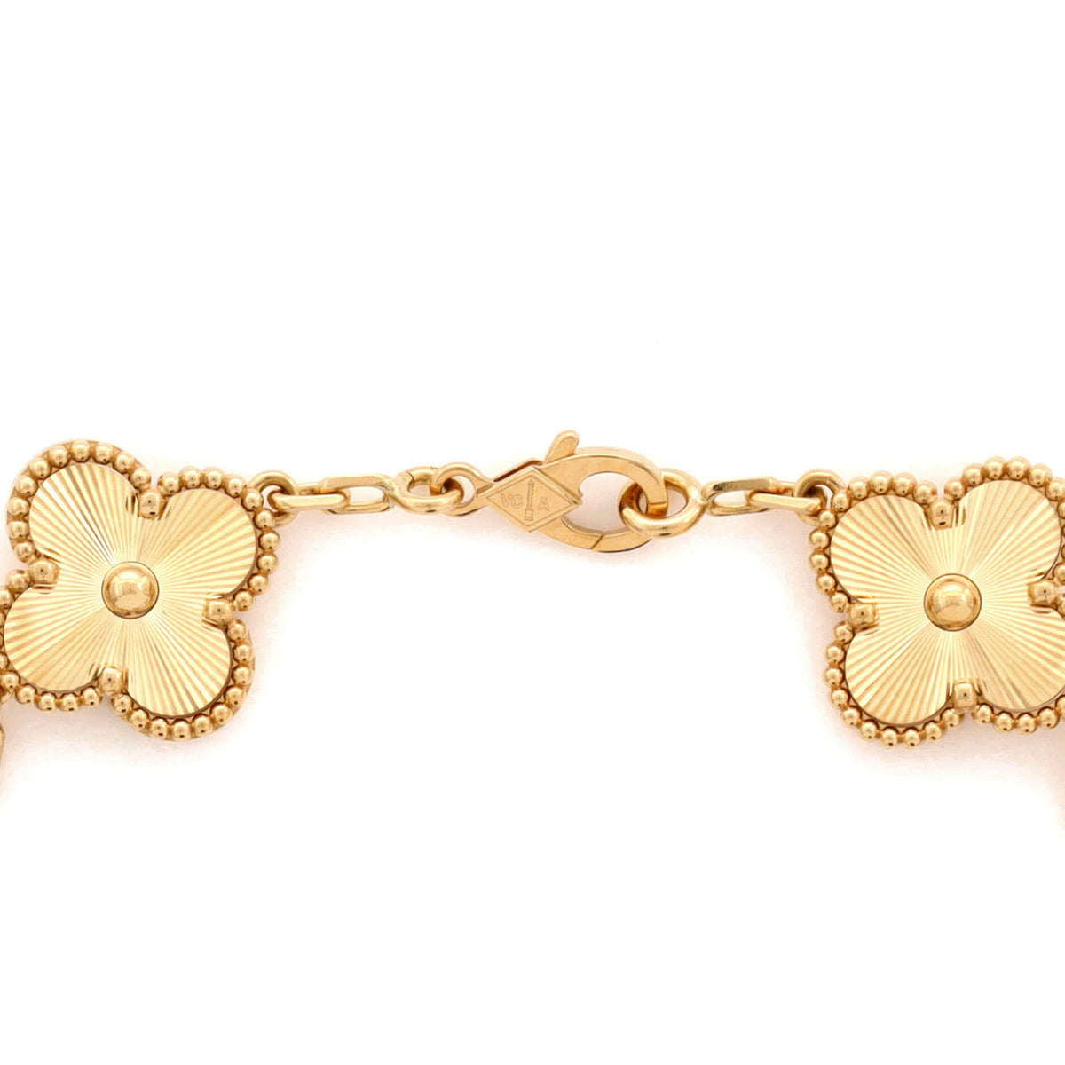 Vintage Alhambra 5 Motifs Bracelet Guilloche 18K Yellow Gold