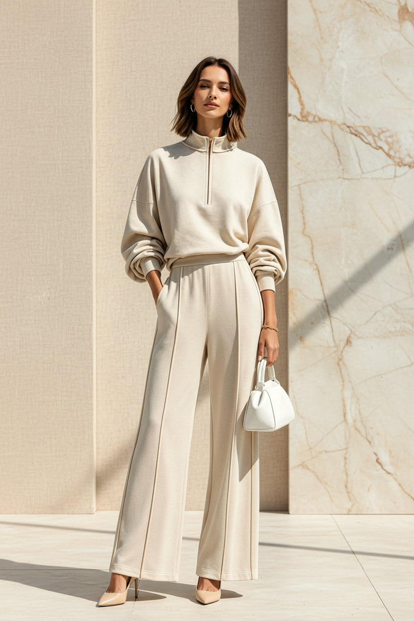 Women's Half-Zip Hoodie & Wide-Leg Pants Set – Zulily