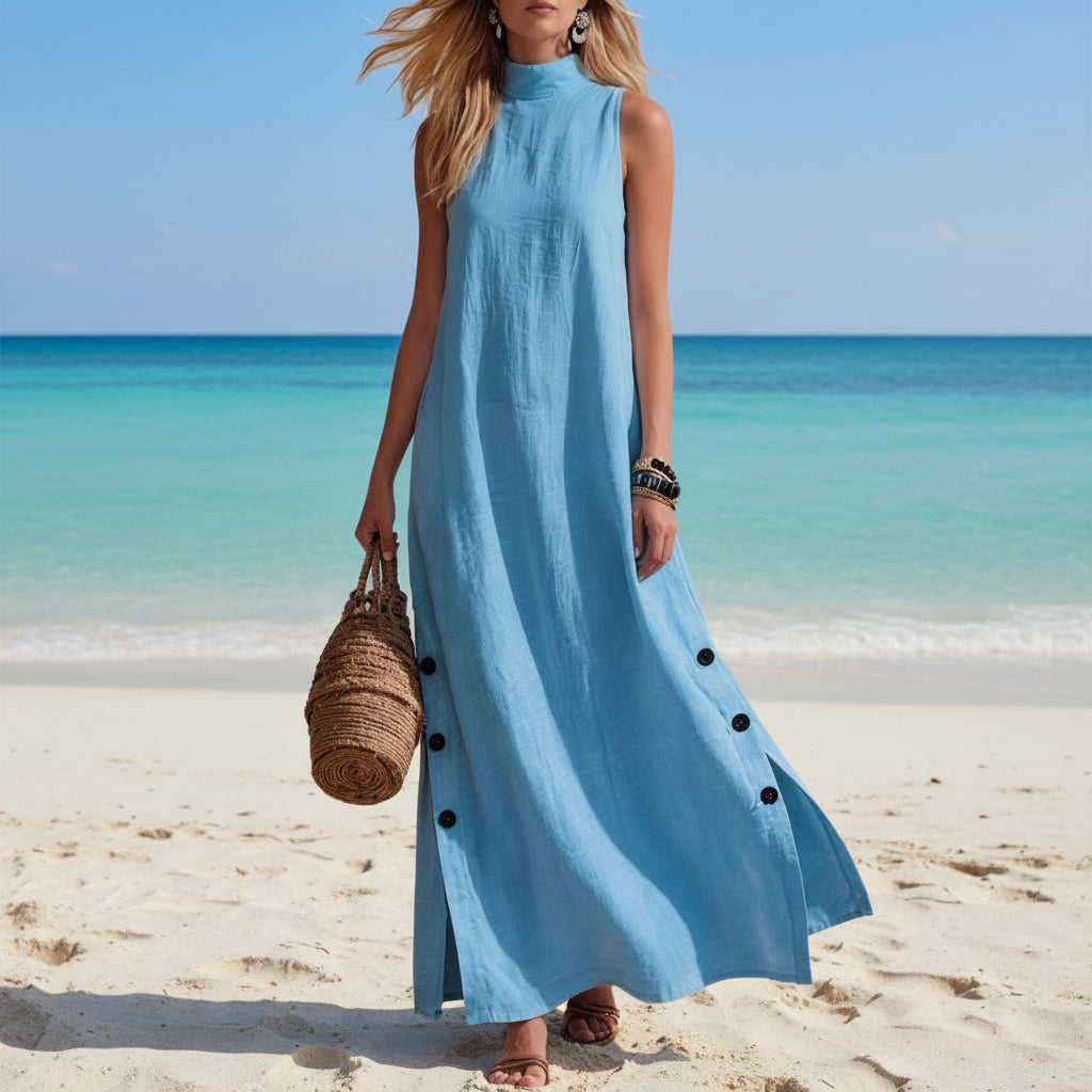 cotton loose dress Raya Cotton Backless Maxi Dress - Organic Openback maxi Dress