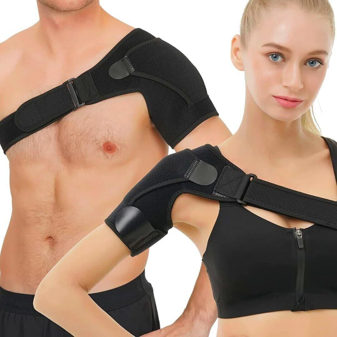 Prime Goods Shoulder Brace Support Compression Sleeve Torn Rotator Cuff AC Joint Pain Relief - Black