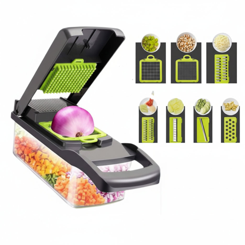 Prime Goods 15-In-1 Vegetable Fruit Chopper Cutter Food Onion Veggie Dicer Slicer Kitchen - Black