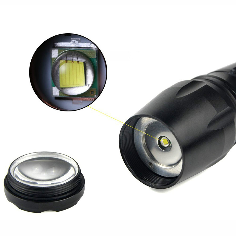 Prime Goods Super-Bright 90000LM LED Tactical Flashlight 5 Modes Zoomable Torch Searchlight - Black