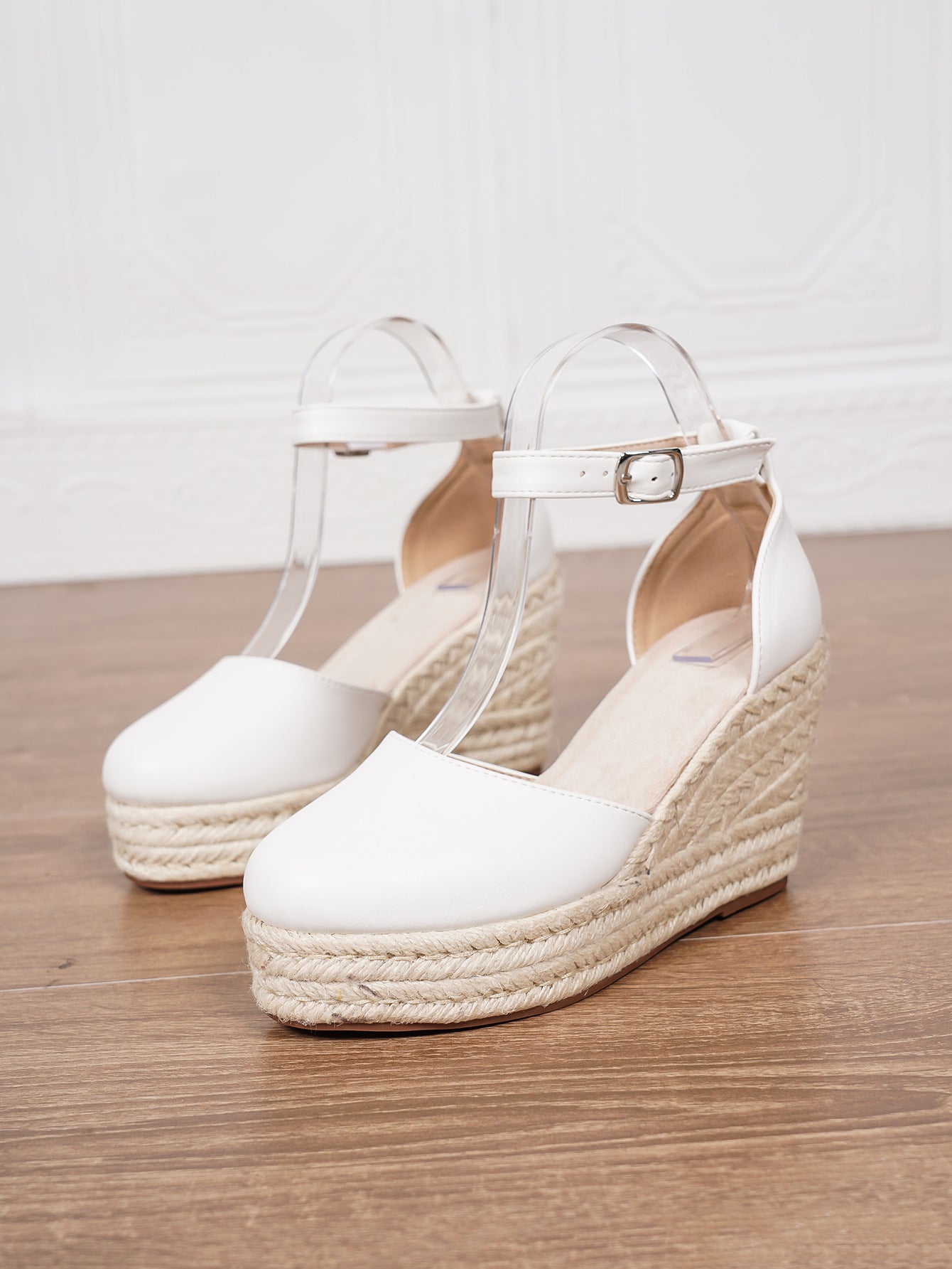Platform Espadrille Sandals With Ankle Strap – Women's Chunky Heel Buckle Sandals