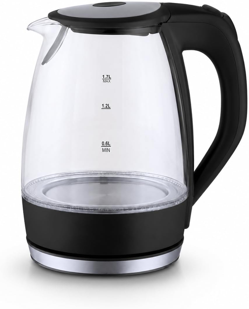 1.7L Glass Electric Kettle with Removable Lid & Boil-Dry Protection