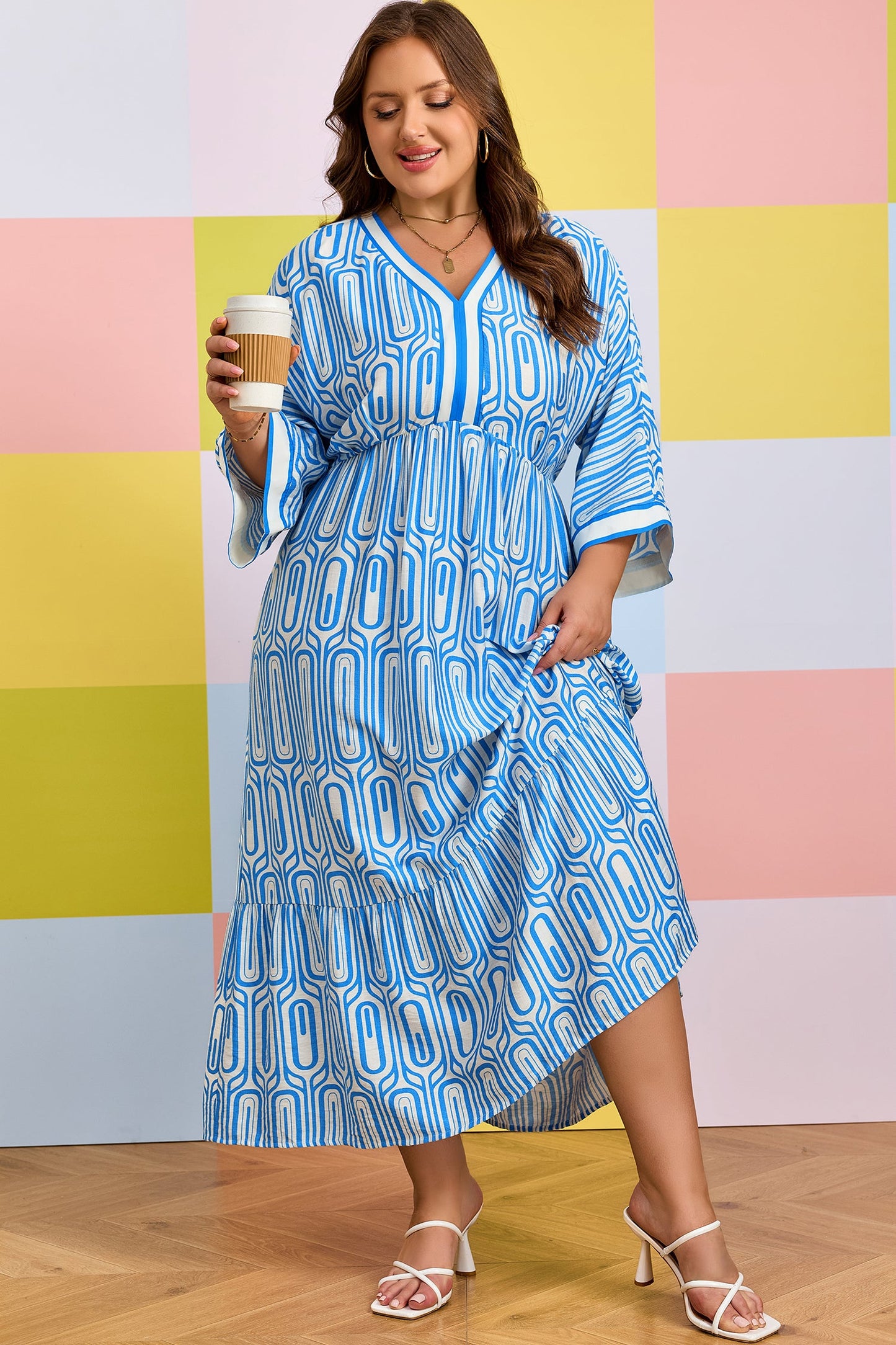 Threaded Pear Siya Bracelet Sleeve Long PLUS Dress