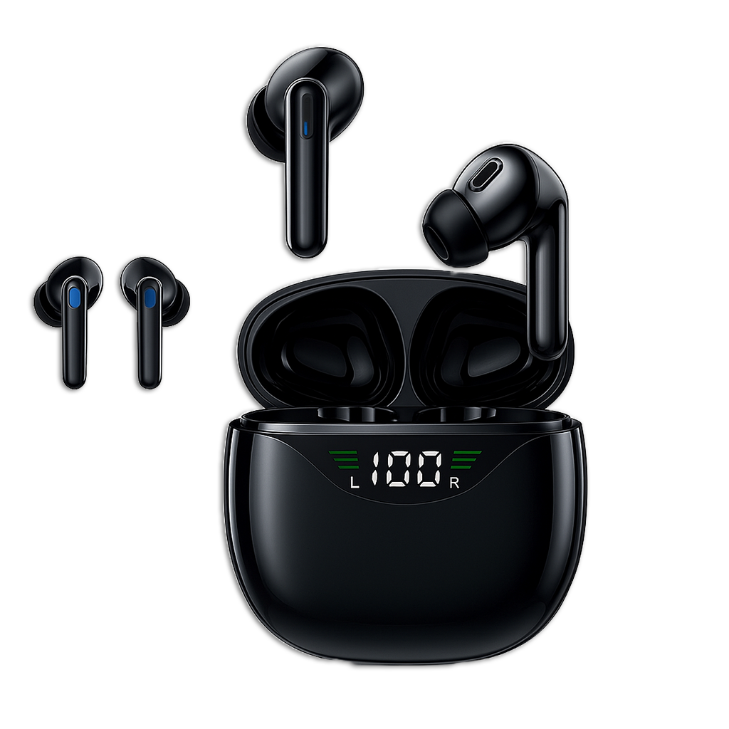 Prime Goods Bluetooth Earbuds Headset 5.3 Wireless Noise Cancelling TWS Trucker Waterproof - Black