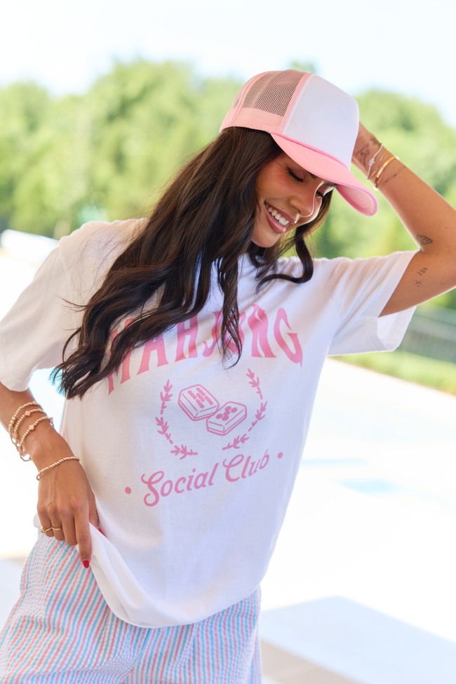 Mahjong Social Club White Graphic Tee