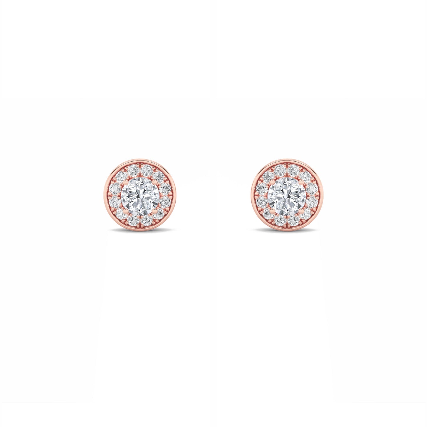 1Cttw Round Shaped Lab Grown Diamond (F/VS) Halo Stud Earrings in 14K Gold