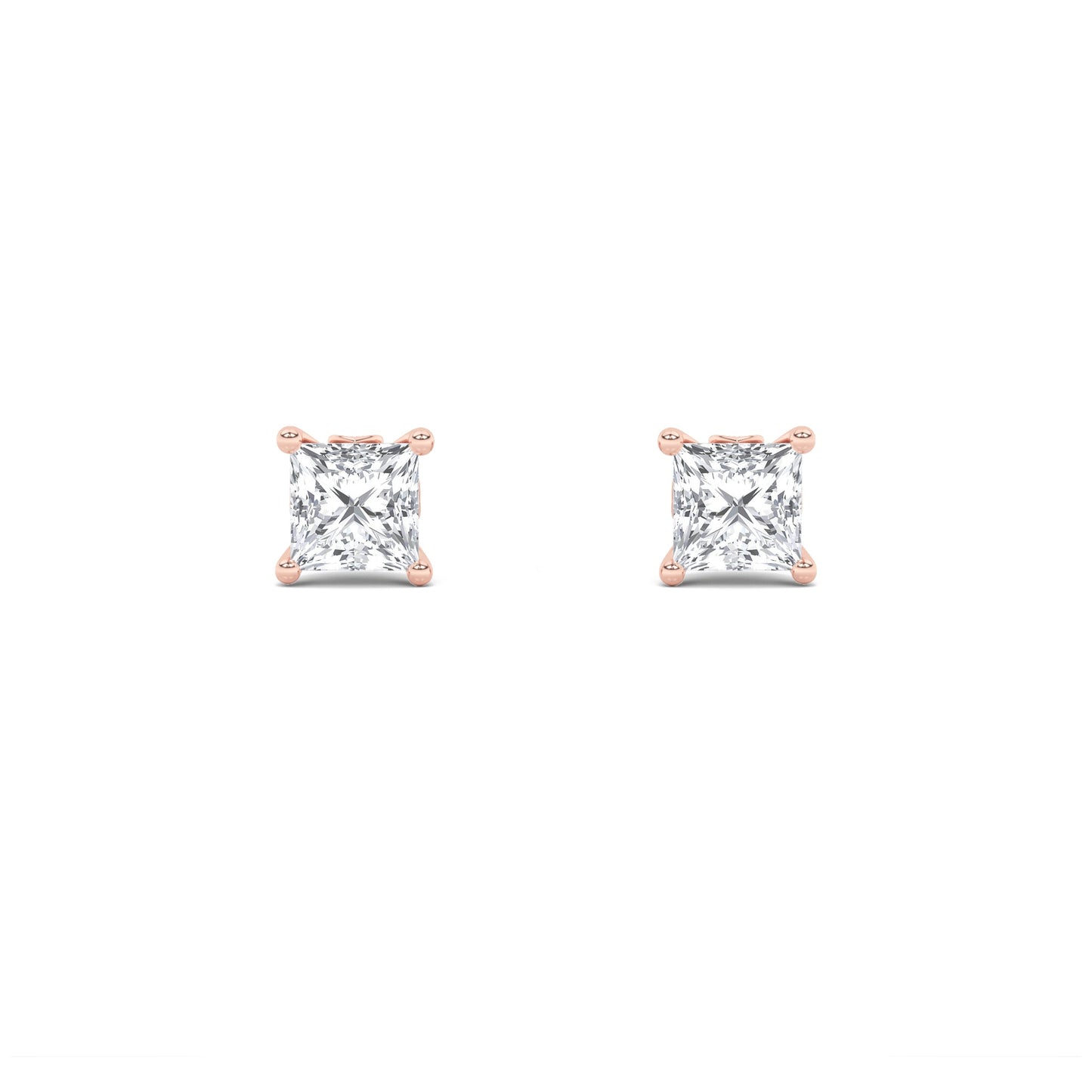 2Cttw Princess Shaped Lab Grown Diamond (F/VS) Tulip Head Stud Earrings in 14K Gold
