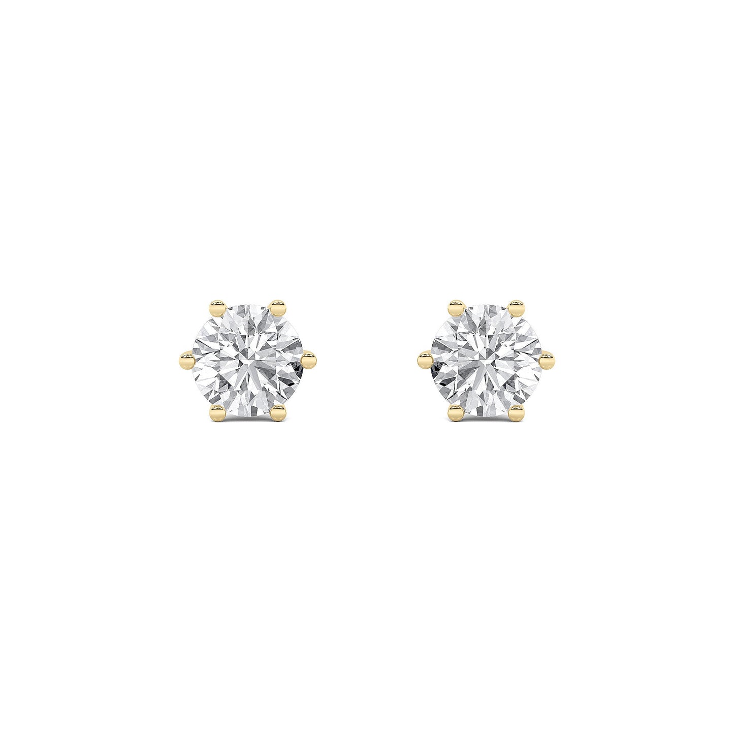 Round Shaped Lab Grown Diamond (F/VS) TulipHead Stud Earrings in 14K Gold