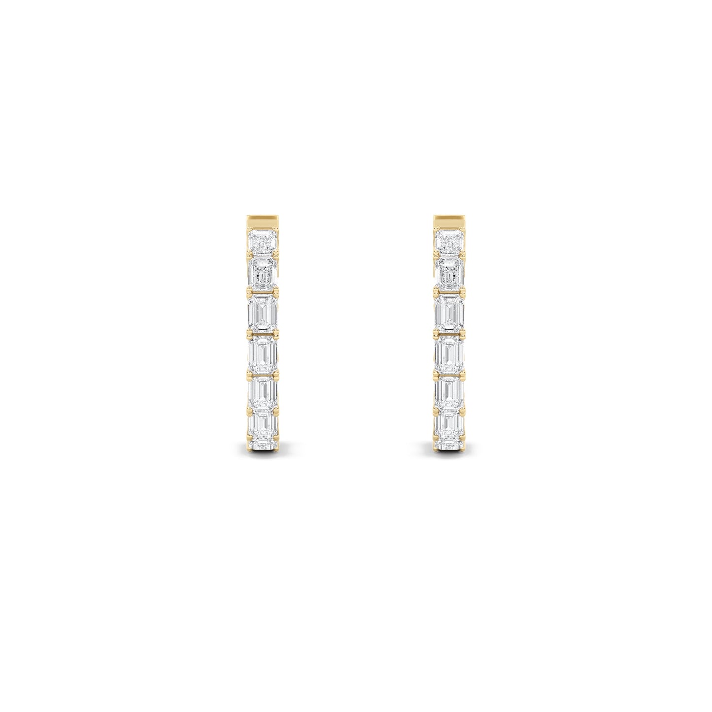 3.5Cttw Emerald Shaped Lab Grown Diamond (F/VVS) Inside Out Hoop Earrings in 14K Gold