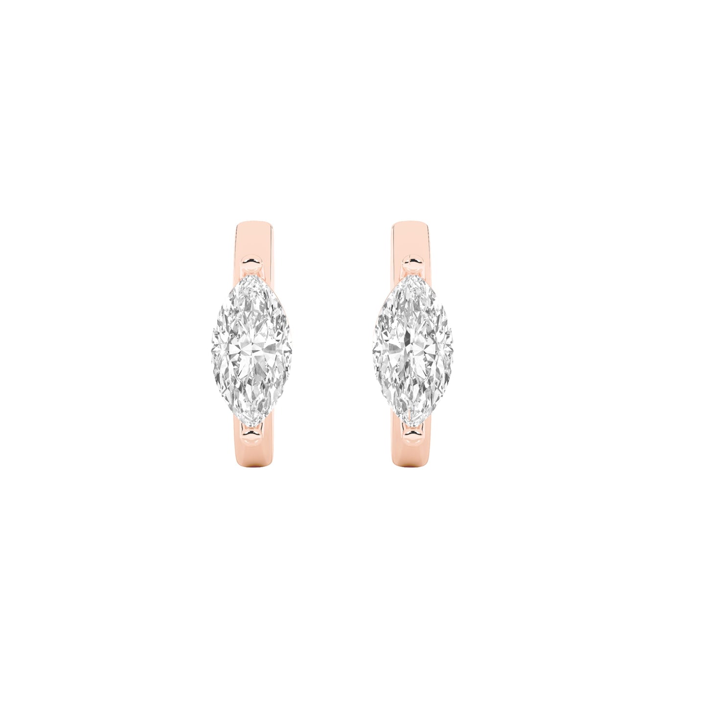 1.5Cttw Marquise Shaped Lab Grown Diamond (F/VS) Solitaire Huggie Earrings in 14K Gold