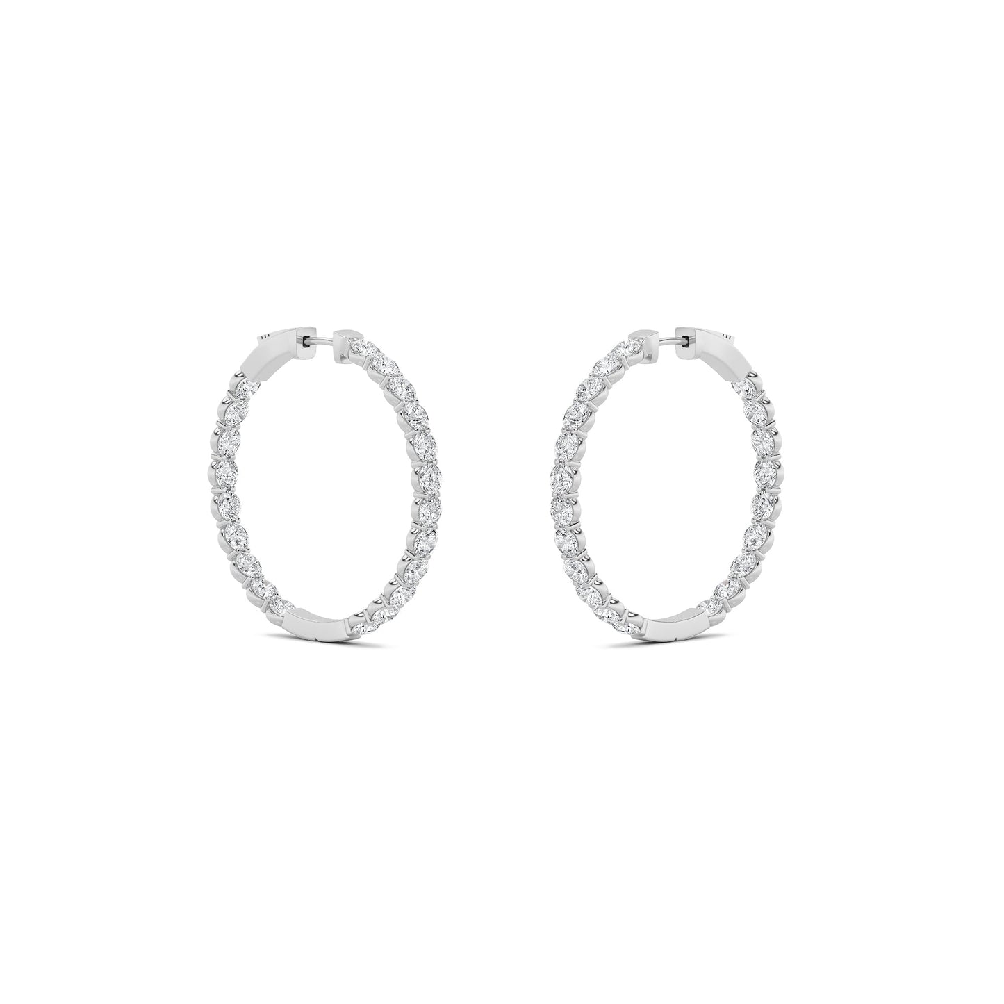 Round Shaped Lab Grown Diamond (F/VS) Insideout Hoop Earrings in 14K Gold