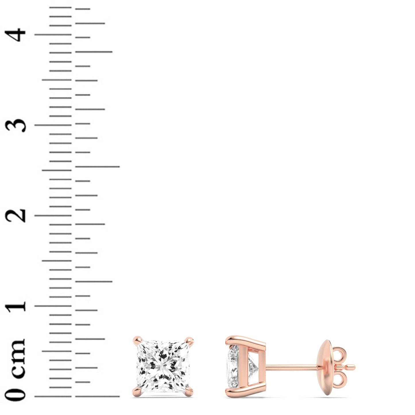 Princess Shaped Lab Grown Diamond (F/VS) Classic Basket Set Stud Earrings in 14K Gold