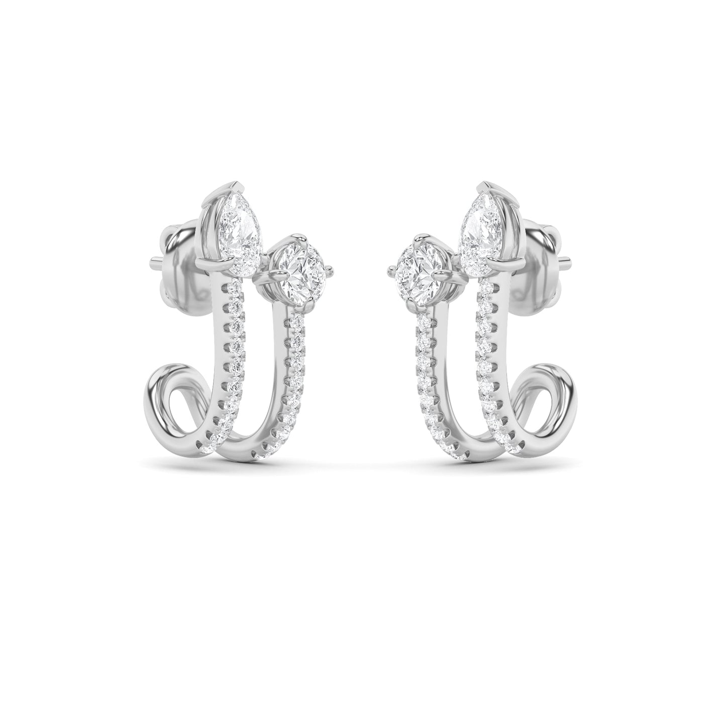 2.5Cttw Round Shaped Lab Grown Diamond (F/VVS) Toiet Moi Accented Earrings in 14K Gold