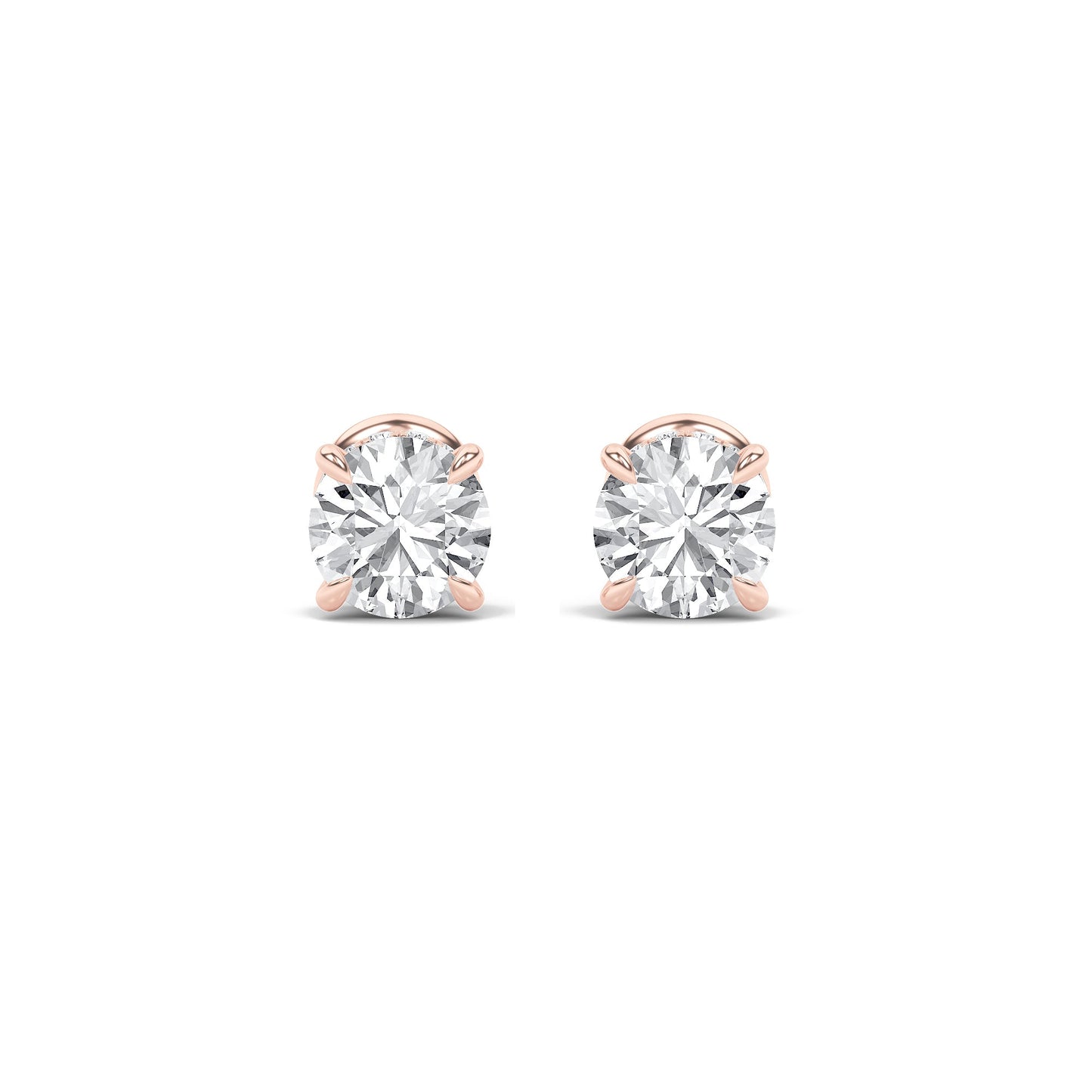 3Cttw Round Shaped Lab Grown Diamond (F/VS) Hidden Halo Stud Earrings in 14K Gold