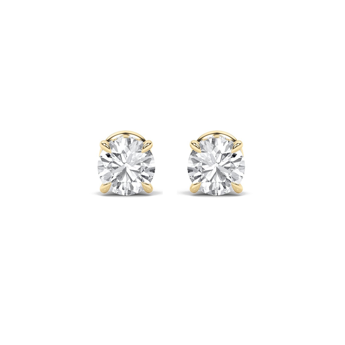 Round Shaped Lab Grown Diamond (F/VS) Hidden Halo Stud Earrings in 14K Gold