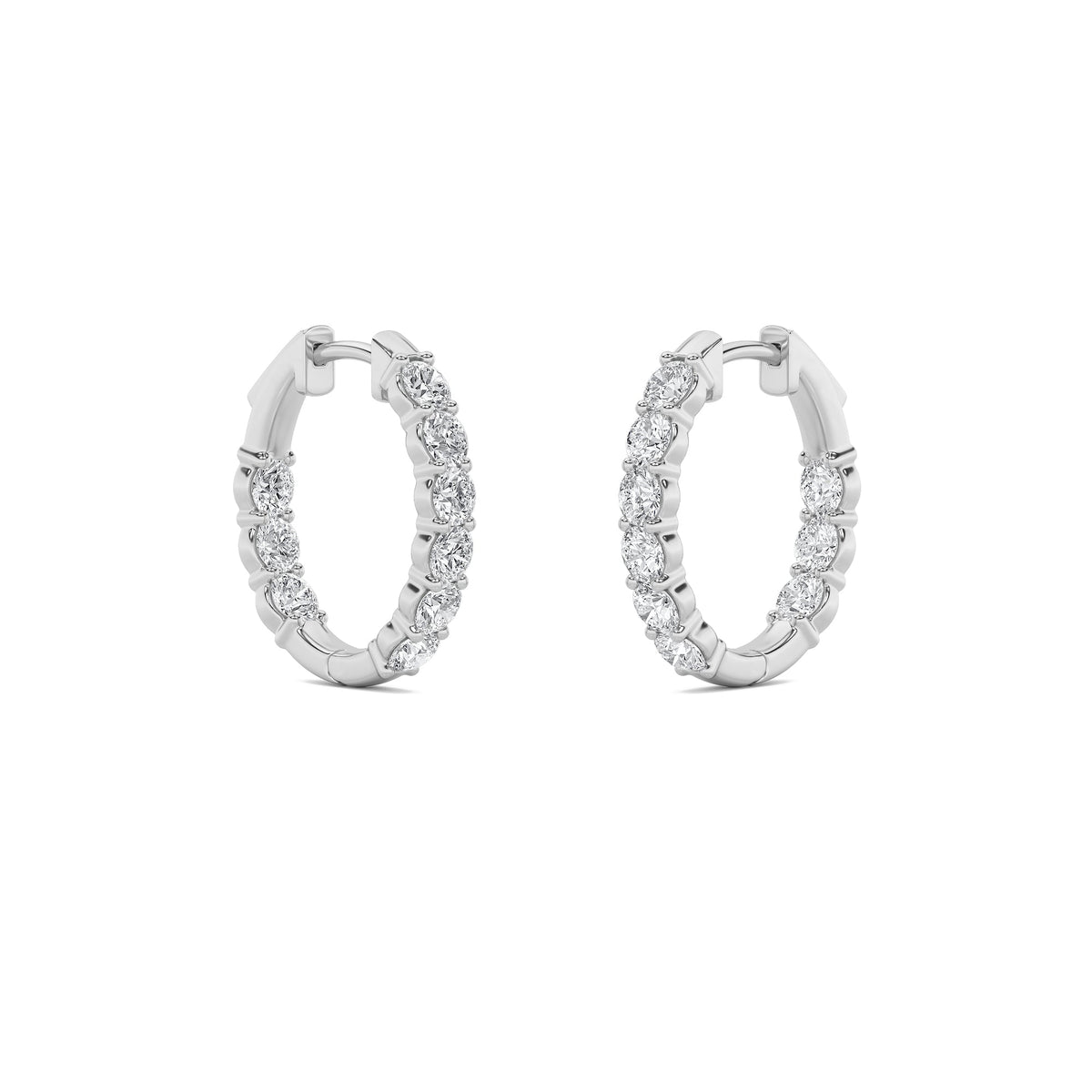 Round Shaped Lab Grown Diamond (F/VS) Inside Out Hoop Earrings in 14K Gold