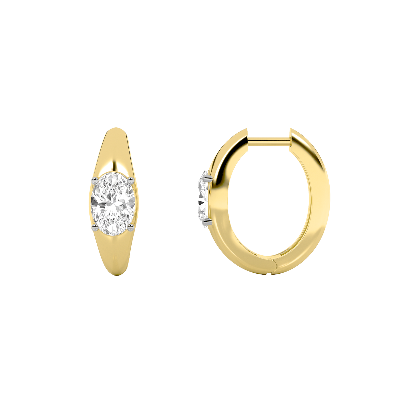 2Cttw Oval Shaped Lab Grown Diamond (F/VS) HuggieEarrings in 14K Gold