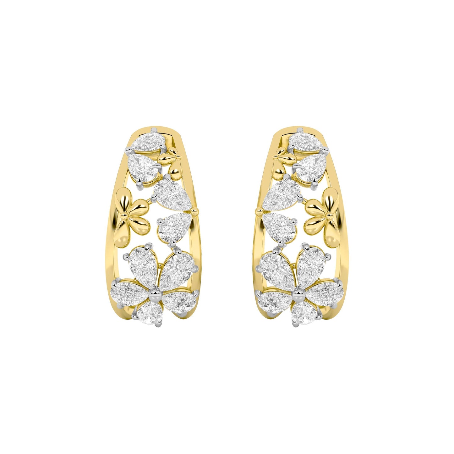 4.5Cttw Pear Shaped Lab Grown Diamond (F/VS) FancyFlower Earrings in 14K Gold