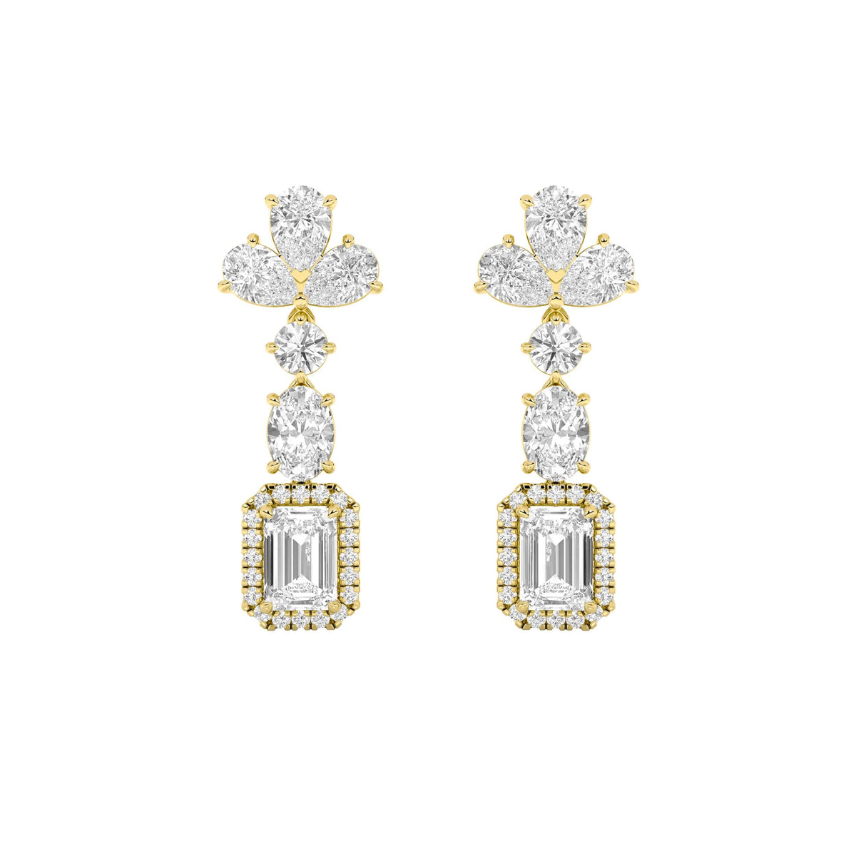 5.5Cttw Radiant Shaped Lab Grown Diamond (F/VS) Dangle Earrings in 14K Gold