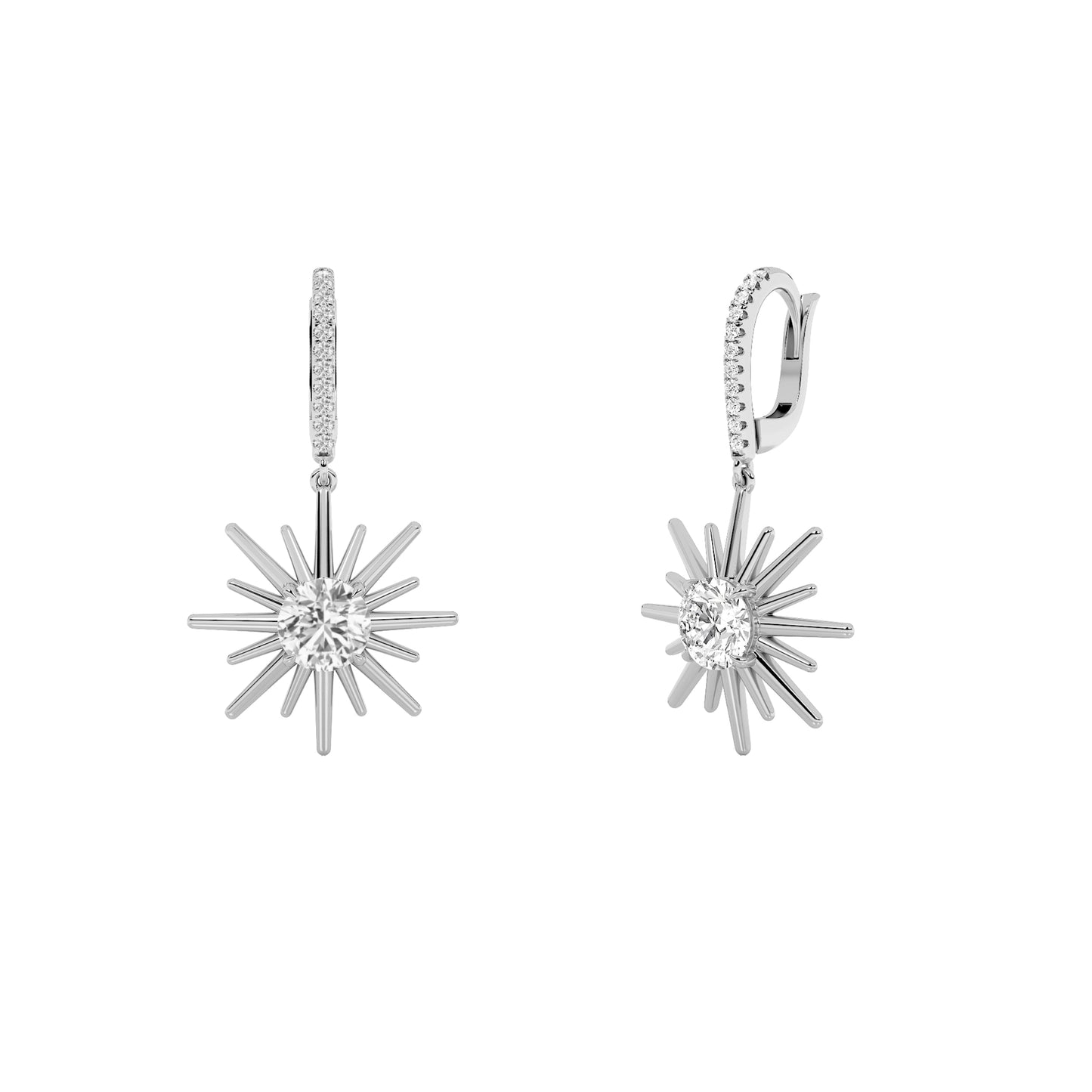 2Cttw Round Shaped Lab Grown Diamond (F/VS) DangleEarrings in 14K Gold