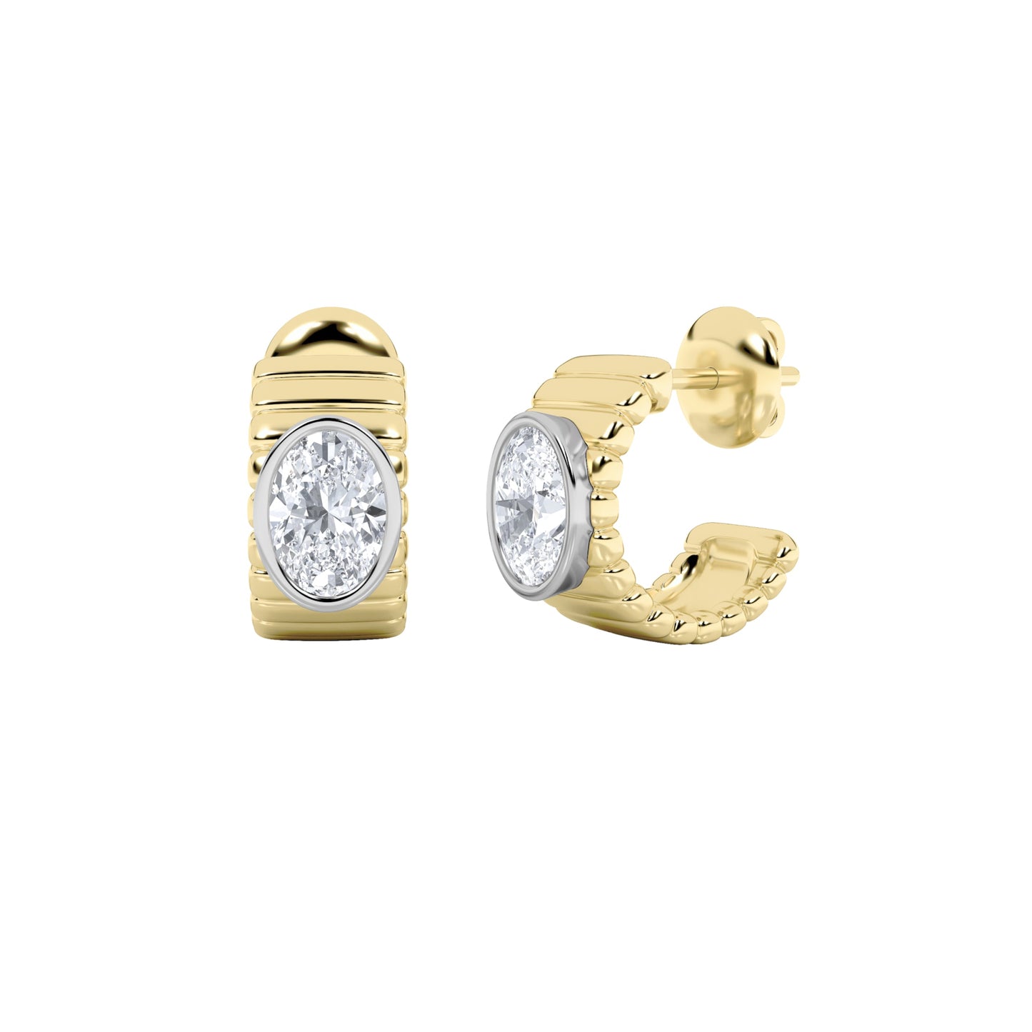 2Cttw Oval Shaped Lab Grown Diamond (F/VS) FashionEarrings in 14K Gold