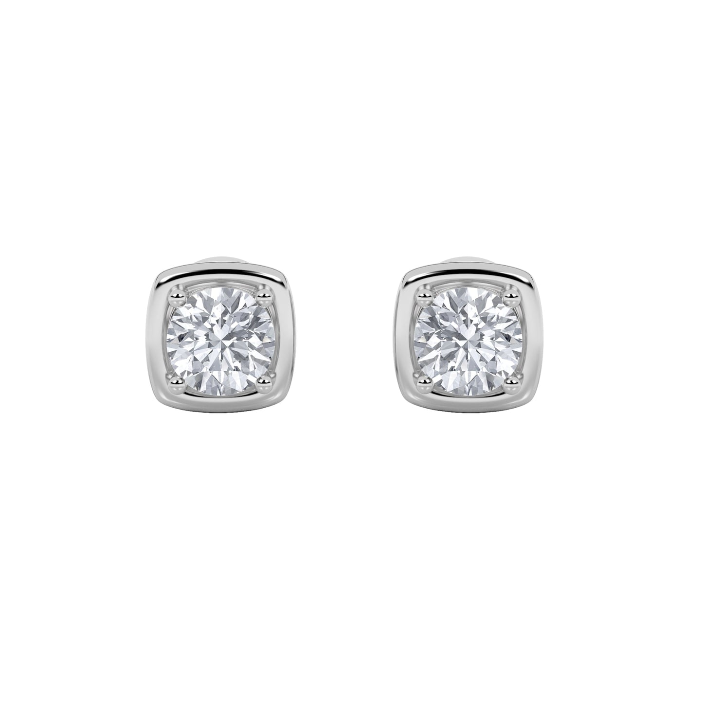 2Cttw Round Shaped Lab Grown Diamond (F/VS) Stud Earrings in 14K Gold