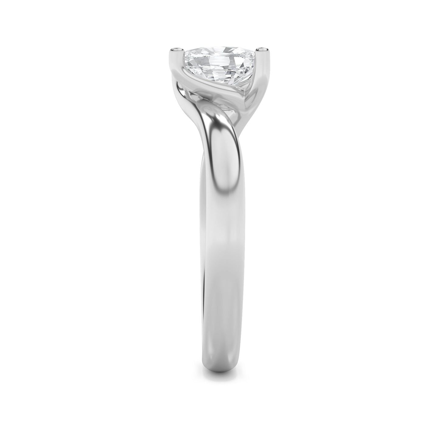 1Cttw Elongated Cushion Shaped Lab Grown Diamond (F/VS) Bypass Shank Engagement Ring in 14K Gold