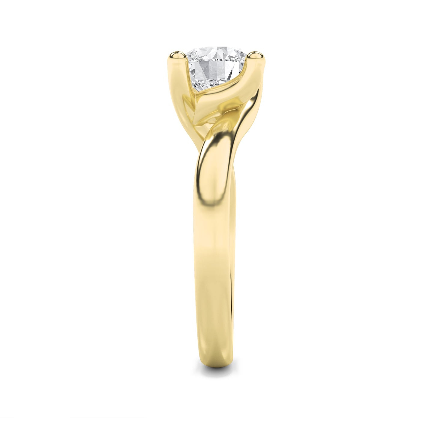 3Cttw Round Shaped Lab Grown Diamond (F/VS) Bypass Shank Engagement Ring in 14K Gold