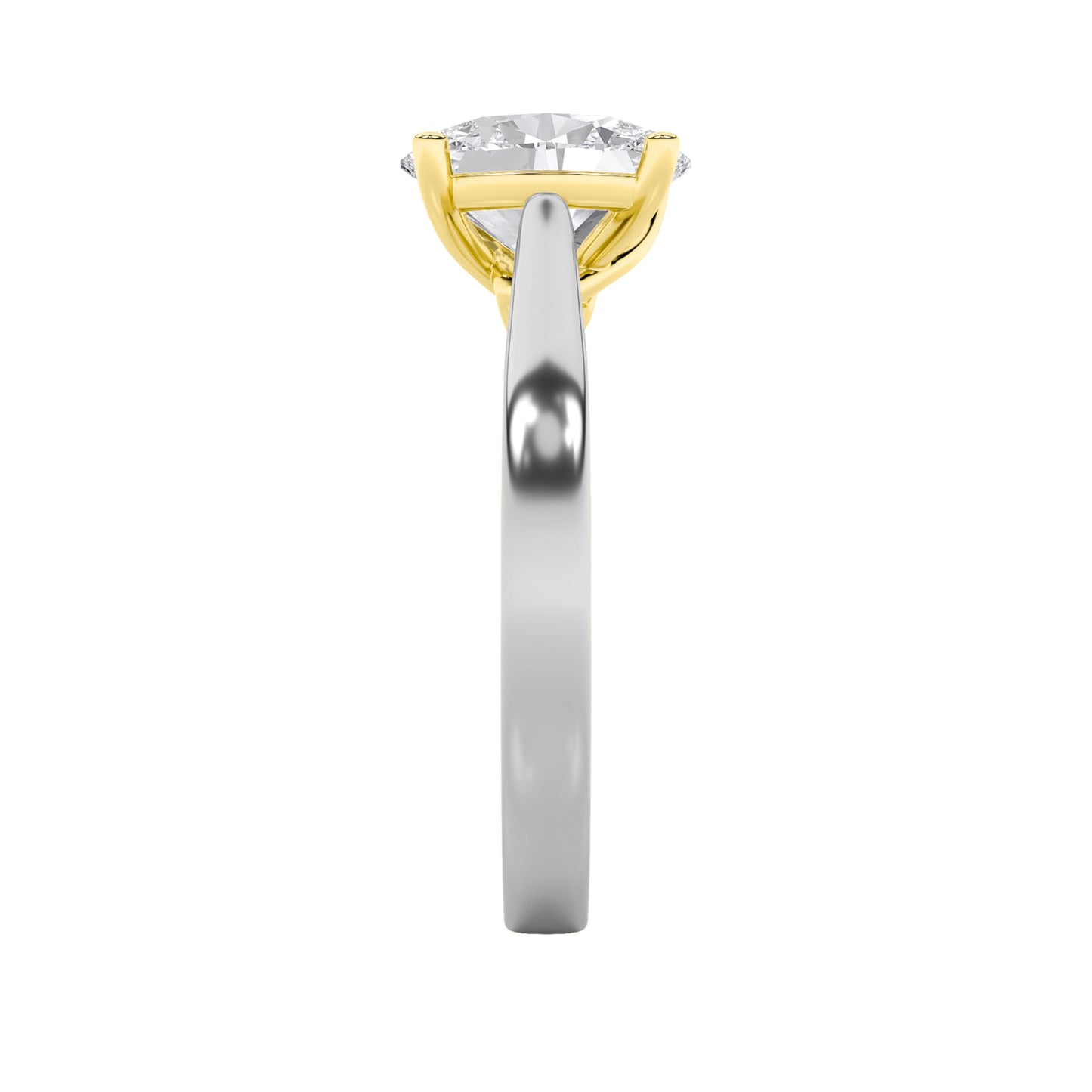 2Cttw Oval Shaped Lab Grown Diamond (F/VS) Two Tone Twisted Basket Cathedral Shank Solitaire Ring in14K Gold