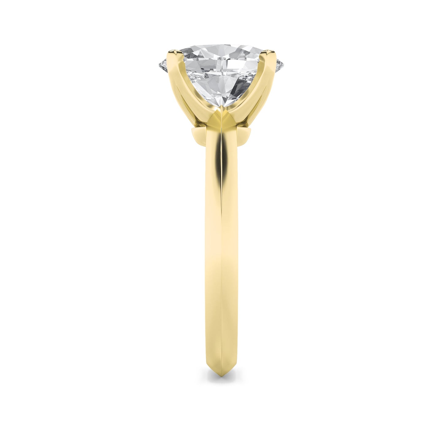 3Cttw Oval Shaped Lab Grown Diamond (F/VS) Knife Edge Shank Solitaire Engagement Ring in 14K Gold