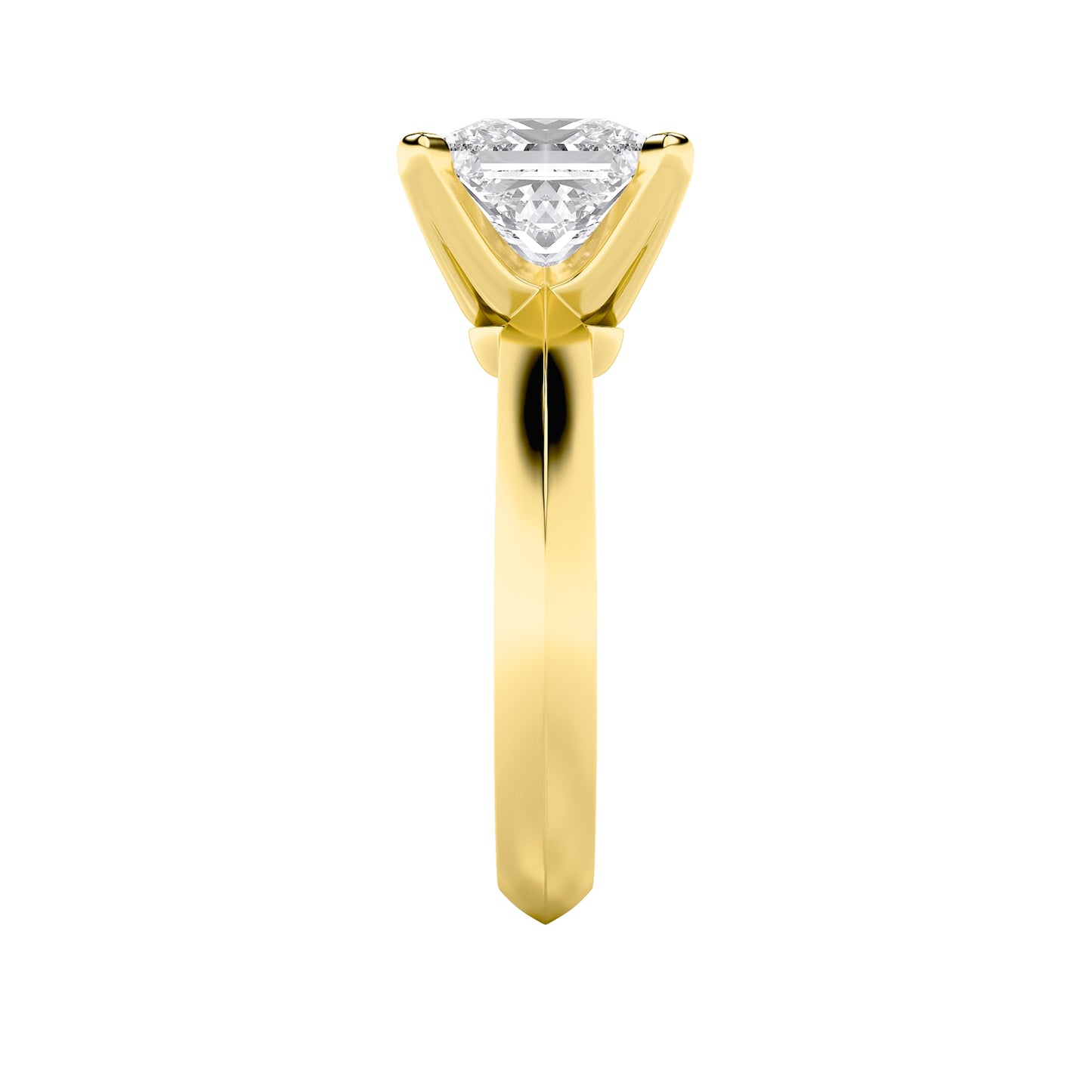 1Cttw Princess Shaped Lab Grown Diamond (F/VS) Knife Edge Shank Solitaire Engagement Ring in 14K Gold