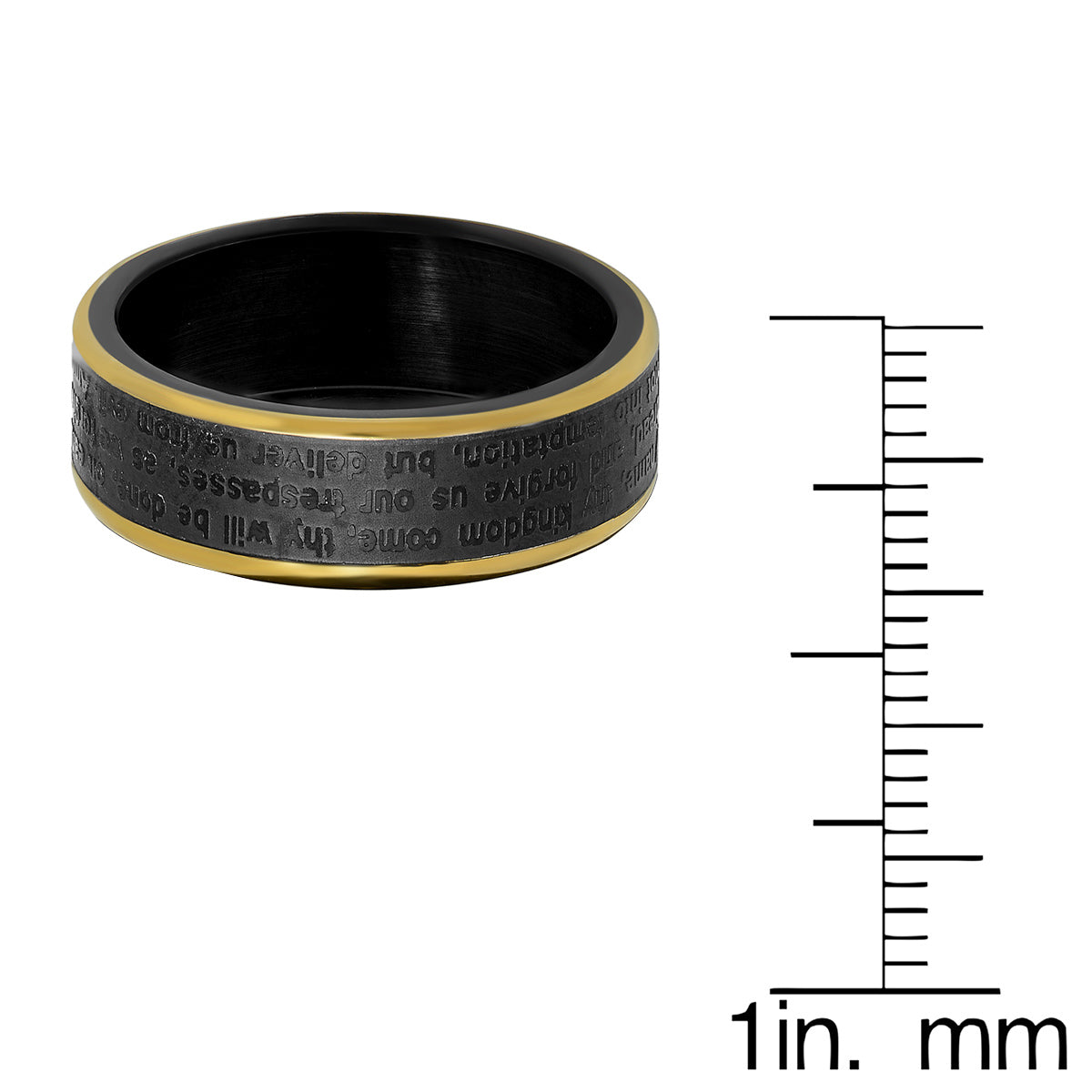 Two Tone Black IP And 18K Gold Plated Stainless Steel Lords Prayer Ring