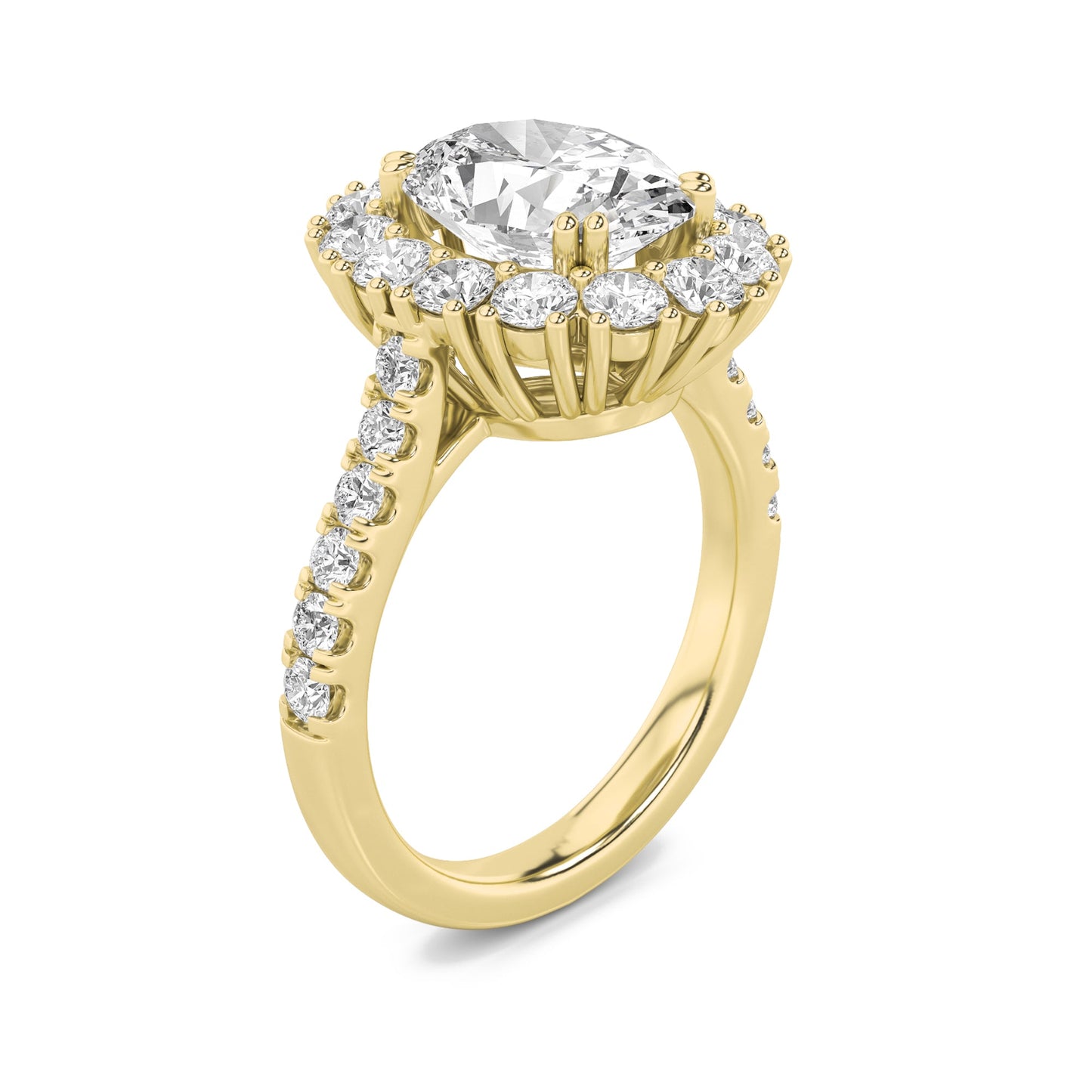 4Cttw Oval Shaped Lab Grown Diamond (F/VS) Bold Classic Engagement Ring in 14K Gold