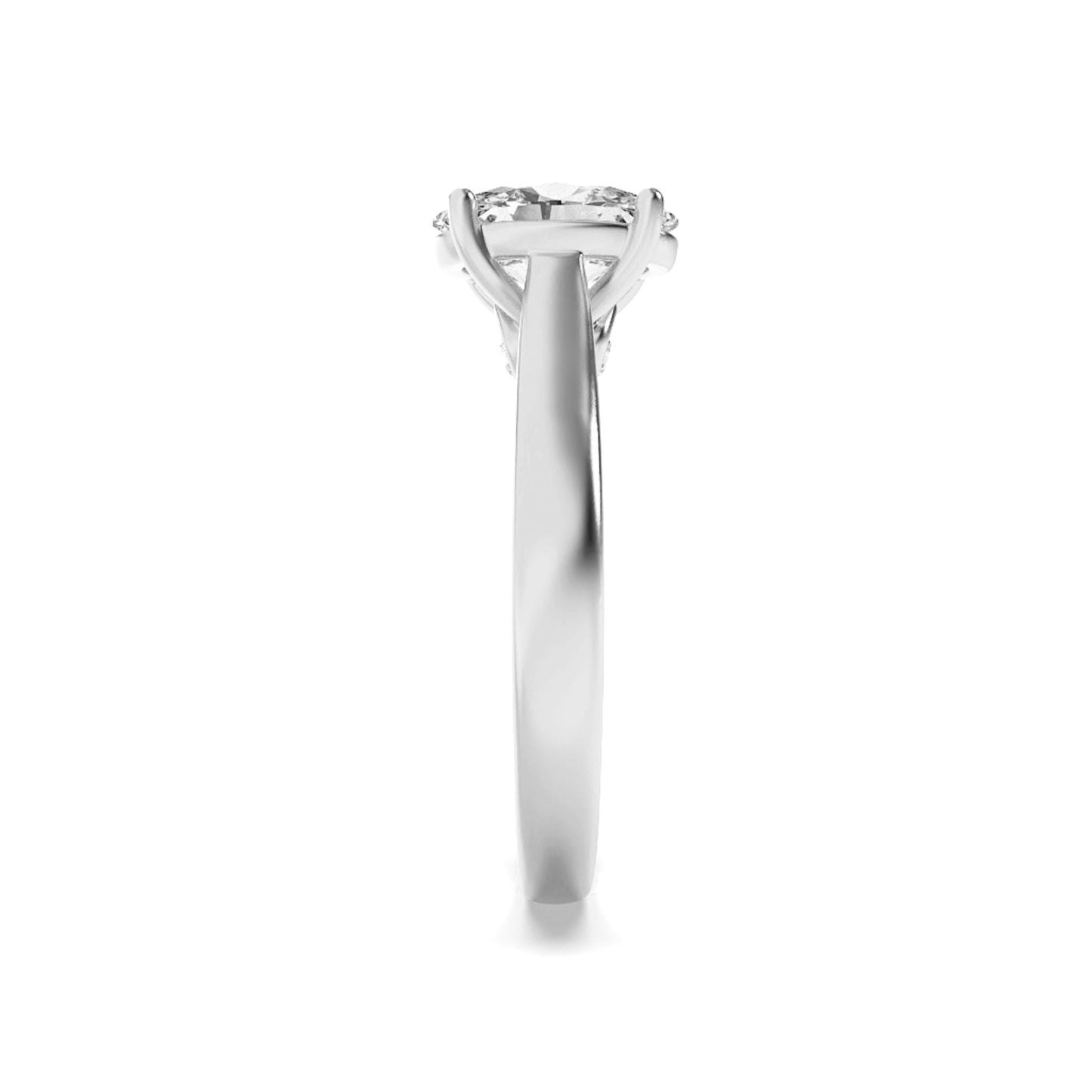 2Cttw Oval Shaped Lab Grown Diamond (F/VS) Accented Bridge Shank Engagement Ring in 14K Gold
