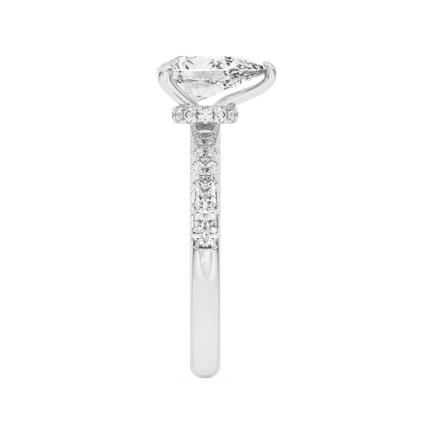 2Cttw Pear Shaped Lab Grown Diamond (F/VS) Hidden Halo Accented Ring in 14K Gold