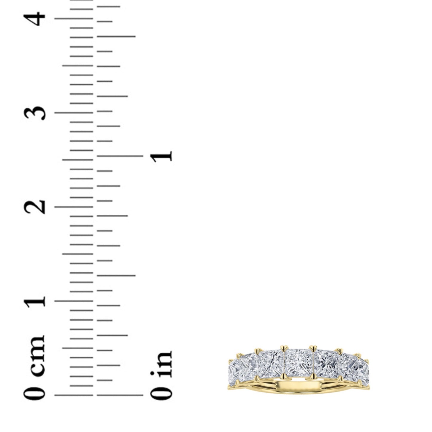 3Cttw Princess Shaped Lab Grown Diamond (F/VS) Seven Stone Band Ring in 14K Gold