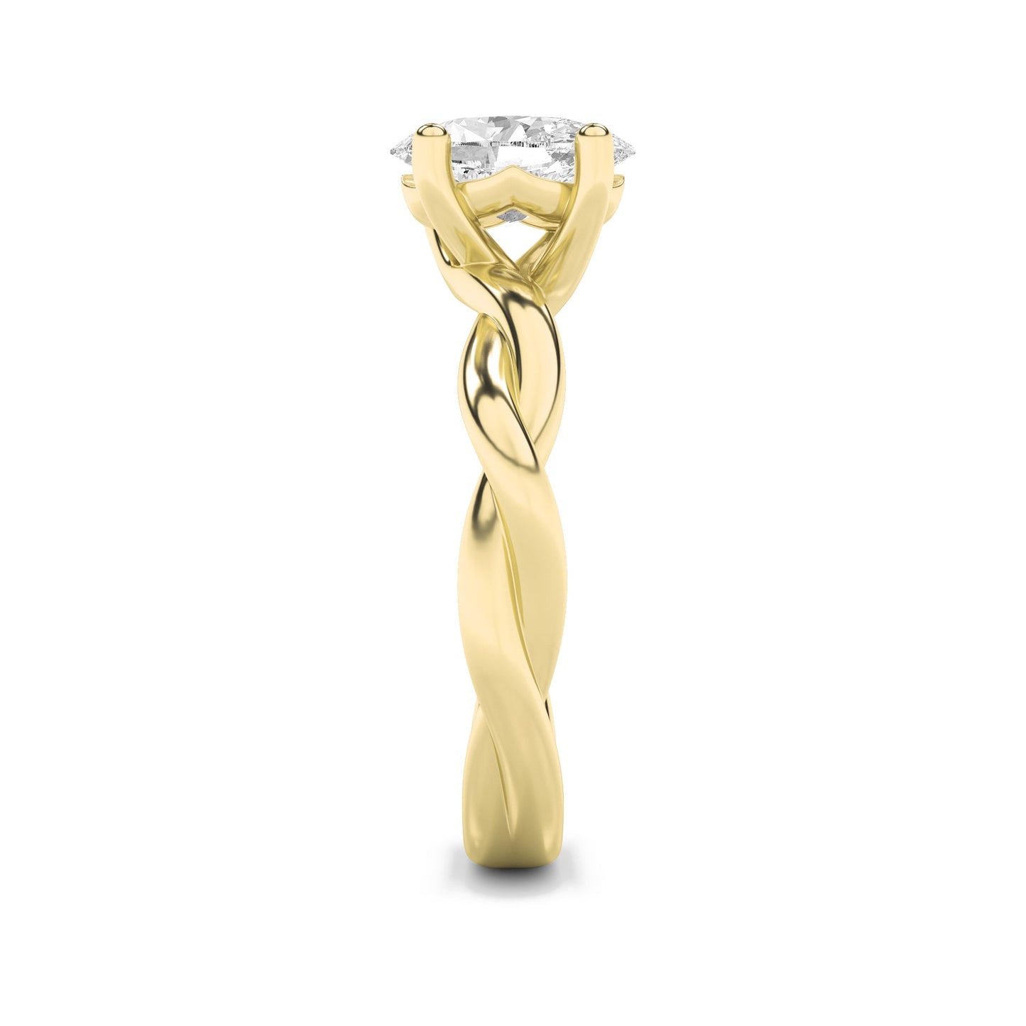 1.5Cttw Oval Shaped Lab Grown Diamond (F/VS) Twisted Shank Solitaire Engagement Ring in 14K Gold