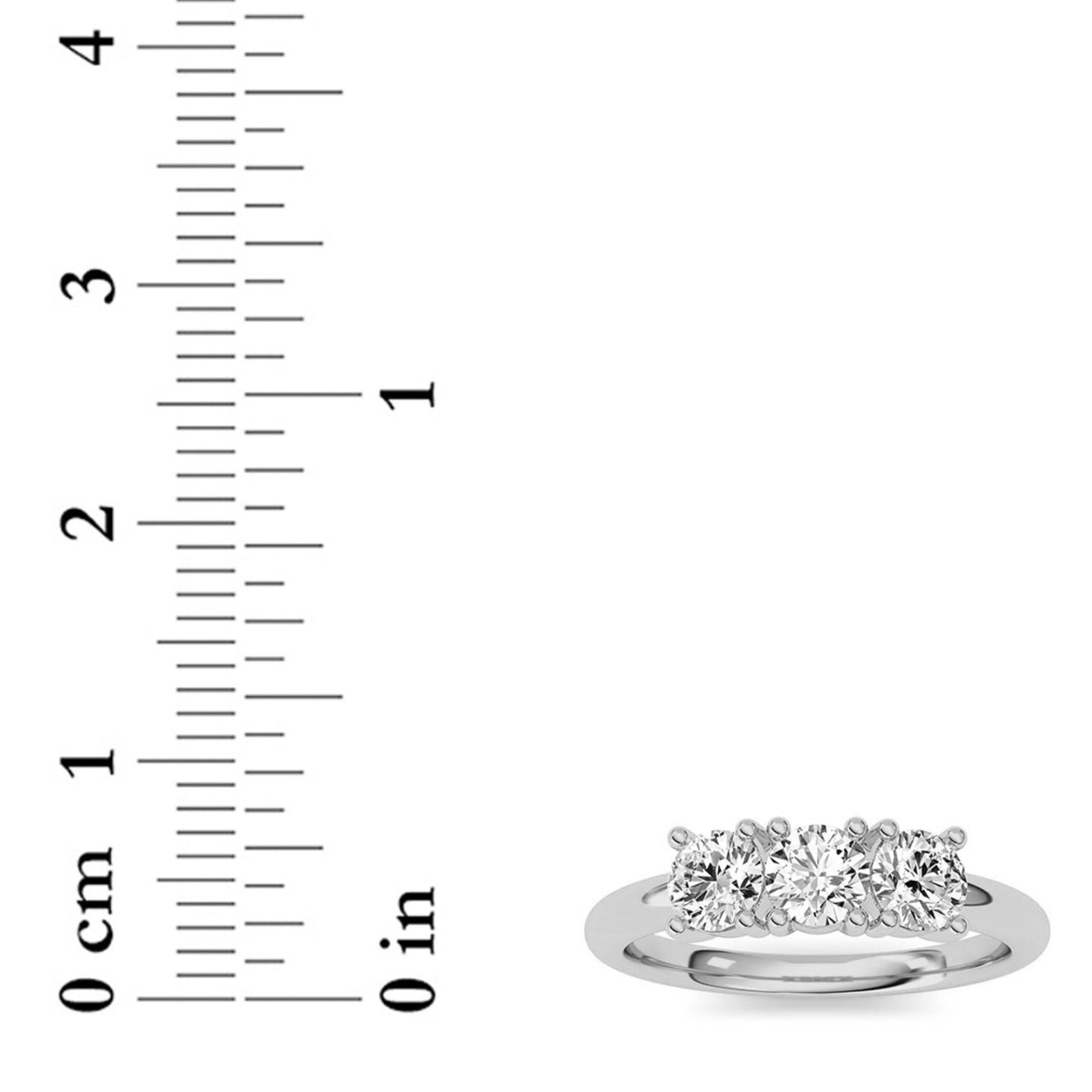 0.75Cttw Round Shaped Lab Grown Diamond (F/VS) Three Stone Band Ring in 14K Gold