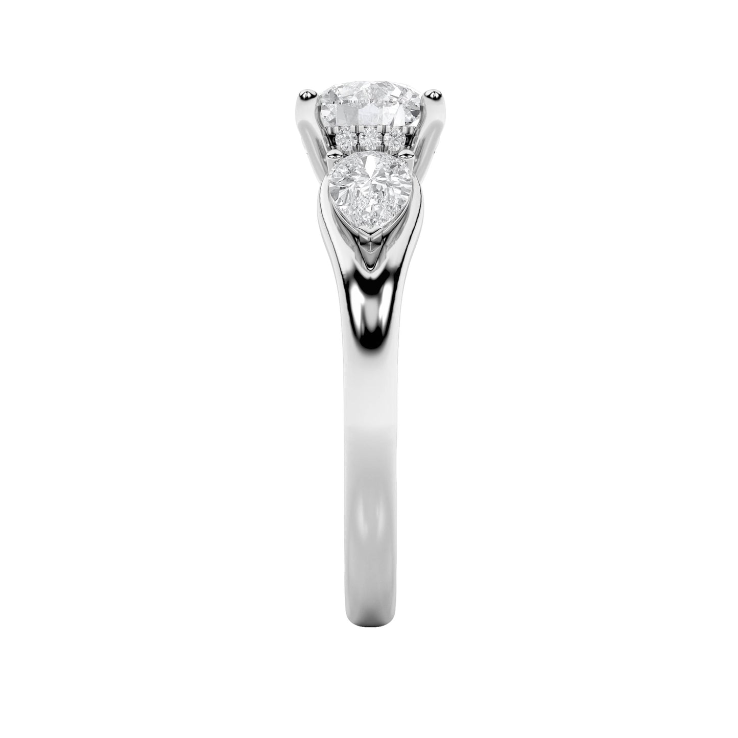 2Cttw Round Shaped Lab Grown Diamond (F/VS) Accented Three Stone Ring in 14K Gold