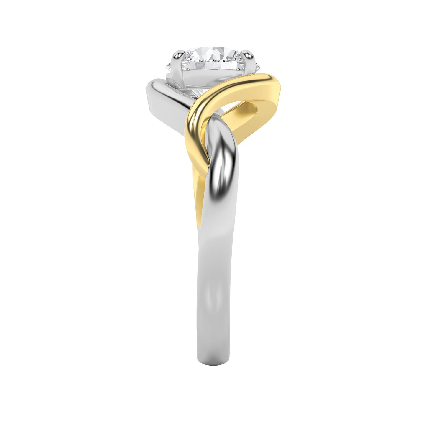 1.5Cttw Round Shaped Lab Grown Diamond (F/VS) Two-Tone Know Solitaire Engagement Ring in 14K Gold